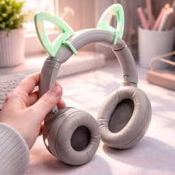 Snap-On Kattenoren Voor Sony WH-1000XM4 Hoofdtelefoon - Afneembare Cat Ears Accessoire - Cosplay Gaming Headset Decoratie - Verstelbaar Design - Lichtgewicht Comfort Fit - Past Perfect Op Headband - Mintgroen — thumbnail 4