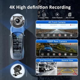 NordHaus Dashcam 4K met 26 cm Scherm - CarPlay Autoradio - Android Auto Display - Dual Camera Opname - Zwart Full Set — thumbnail 2