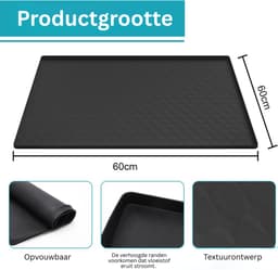 DYNA® Lekbak Wasmachine - Lekbak - Anti Trillingsmat Wasmachine - Lekbak Wasmachine 60x60 x - Lekbak Wasmachine Universeel - Zwart - 60cm x 60cm x 2cm — thumbnail 5
