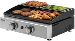 Gasgrill - Gasbarbecue met 2 Branders - Draagbare Gasbarbecue en grill - 5 kW - Grillwagen - Tafelgrill - met Keramische Coating, Grillrooster & Warmhoudrek - 51,5 x 44 x 21 cm - Zwart — thumbnail 3