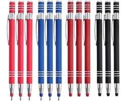 Verpakking van 12 Touch Pen Pen 7 Kleuren 2-in-1 Touch Screen Pen Capacitive Stylus Balpen Multifunctionele Tablet Pen voor Pad, Tablet, Smartphone, Touch Screen