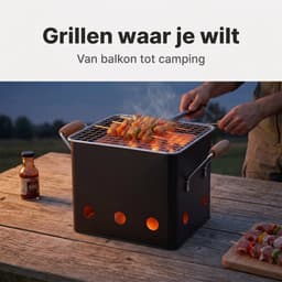 Cheqo® BBQ Kubus - Mini-Barbecue - Houtskool BBQ - Tafelbarbecue - Draagbare Grill - Camping BBQ - Picknick BBQ - Outdoor BBQ - Balkon Barbecue - Eenpersoons BBQ - Meeneem BBQ - Tuinfeest BBQ - Mat Zwart - Barbecue - Kolen BBQ - Tuin BBQ - Grill — thumbnail 4