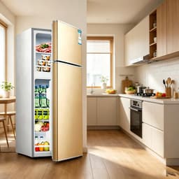 Koel-vriescombinatie 88 liter dubbele deuren compact ruimtebesparend, gescheiden koel en vriesruimte voor grote voorraad voedsel en drankjes, geschikt voor keuken slaapkamer kantoor en studentenkamer — thumbnail 3