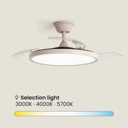 Fantiluxe - Varnvik - Plafondventilator met verlichting - Beige Transparant - Ø106cm - Afstandsbediening - Met lamp - Plafond ventilator - Slaapkamer — thumbnail 3