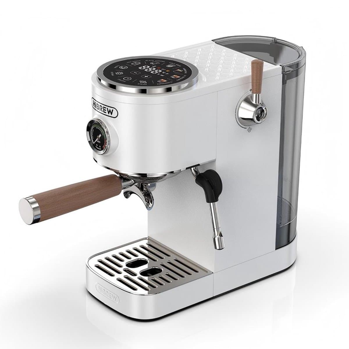 HiBREW H13 Semi-automatische Espressomachine - Dubbele Boiler Systeem met 20 Bar Druk - Multifunctionele Bereidingsmodi - Instelbare Drupbak - Wit — afbeelding 1
