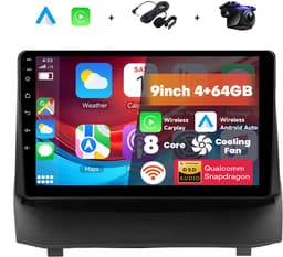 Boscer 2 Din Autoradio - Geschikt voor Ford Fiesta (2009-2014) - Draadloos Apple CarPlay & Android Auto - 8-Core Snapdragon - 9 Inch HD Touchscreen - Android 15 - 4+64GB - Interne Koeling - WiFi & Bluetooth - Camera & Microfoon — thumbnail 1