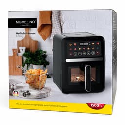 Michelino Heteluchtfriteuse - 5L - 1500W - Sichtfenster - 60-200°C - Timer tot 720 min - Antiaanbaklaag - Zwart — thumbnail 4