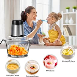 Hutjemutje - foodprocessor - keukenmachine - hakmolen - 2L - multifunctionele kleine keukenmachine - met 2 snelheden & 4 messen — thumbnail 5
