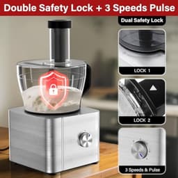 Keukenmachine 1100 W Foodprocessor 3,2 liter mengkom - Deegkneder, blender, hakmolen, molen, citruspers - Zilver — thumbnail 3