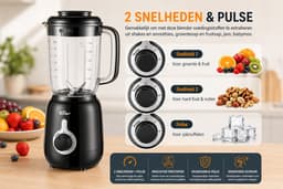 Bear tafelblender LLJ-B12K1 1,2 L 500 W 2 snelheden + pulsfunctie 4 roestvrijstalen messen — thumbnail 2