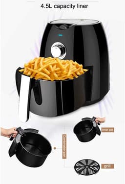 Heteluchtfriteuse - Oven Air Cooker - Gezond Koken - Snelle Luchtcirculatie - 4.5 Liter - Zwart — thumbnail 5