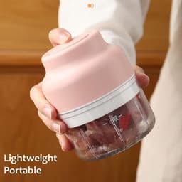 Elektrische Mini Hakker - Kleine Keukenmachine - Snel Ingrediënten Snijden - Draadloos en Oplaadbaar - 100ml Capaciteit - Roze — thumbnail 5
