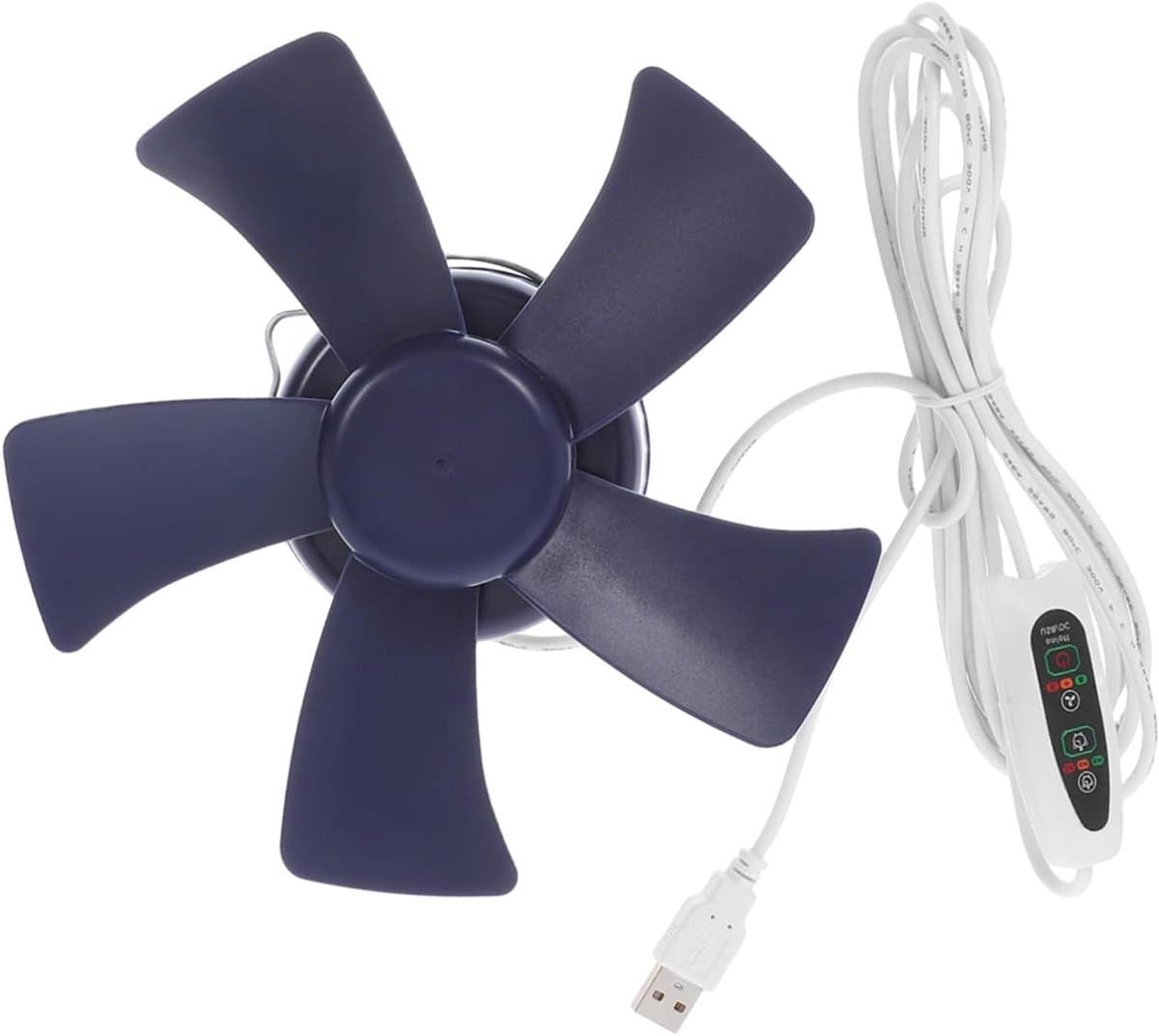 Compacte Plafondventilator - Hangende Ventilator - Kamperen en Reizen - Met Timerfunctie - 18x18x12 cm - Blauw — afbeelding 1