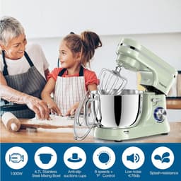 Staande Mixer - Keukenmachine Deegmixer - Bakken en Koken - Krachtige 1000W Motor - 5 Liter Kom - Groen — thumbnail 2
