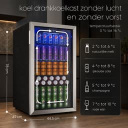 Sello! mini koelkast – compressor– blikjes – wijnflessen – luchtgekoeld – glazen deur – 0°C tot 16°C – fluisterstil – led — thumbnail 2