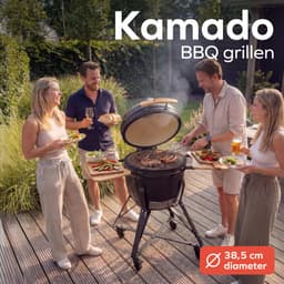 KitchenBrothers Kamado BBQ - 18 Inch Houtskool Barbecue - 38,5⌀ cm - PFAS-vrij - Complete Set - Egg BBQ met Accessoires inclusief Hoes - Zwart — thumbnail 2