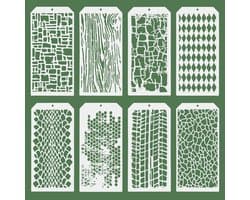 Herbruikbare Sjablonen voor Creatieve Projecten - 8 Stuks, Leopard en Baksteen Patroon voor Schilderen en Wanddecoratie