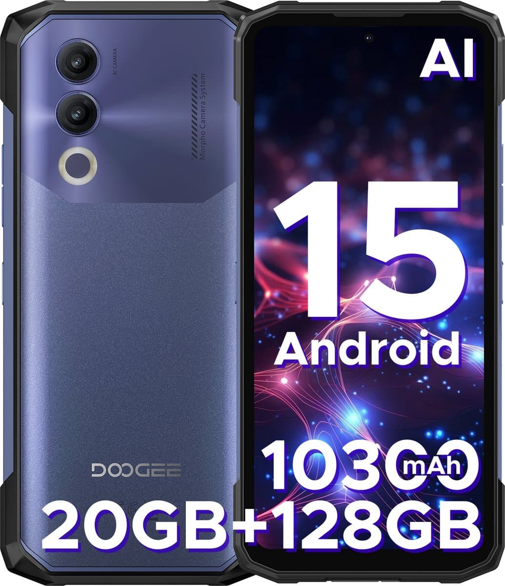 DOOGEE Blade 20 - Robuuste Smartphone - Outdoor Smartphone - 20GB RAM + 128GB - 10300mAh/18W - 6,56 inch 90Hz - 4G Dual SIM- Android 15 - IP68 - NFC- GPS - Face ID - Paars — afbeelding 1