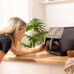 Airfryer Zonder Olie - Heteluchtfriteuse Gezond - Gezond Koken - Dubbel Mandje Dubbele Temperatuur - 9 Liter Capaciteit - Zwart — thumbnail 2