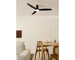CREATE - Stille plafondventilator 100% hout 40W (Ø132cm) - Met licht LED - Afstandsbediening - 6 snelheden - Programmeerbaar - WIND CALM CUSTOM WOVEN