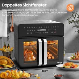 Hete Lucht Oven - Dubbele Kamer - Gezond Koken - Sync Finish Functie - 23 Liter Capaciteit - Zwart — thumbnail 2
