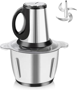 Mini Hakmachine - Keukenmachine Compact - Maaltijden Bereiden - Krachtige 300W Motor - 2 Liter Capaciteit - Zilver — thumbnail 1