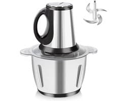 Mini Hakmachine - Keukenmachine Compact - Maaltijden Bereiden - Krachtige 300W Motor - 2 Liter Capaciteit - Zilver