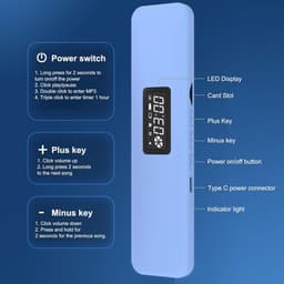 Kussenluidspreker Beengeleiding Stereo, Mini Bluetooth5.3 Slaaphoofdtelefoon met Digitale Display Timerfunctie voor Zijslapers, Diepe Slaap, Meditatie, Slapeloosheid (BLUE) — thumbnail 2