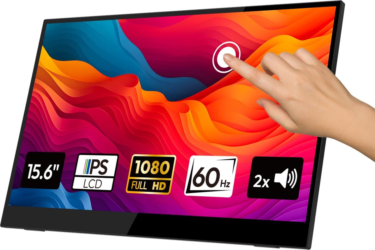 Logicom Nomad Touch - Portable Monitor - Full HD - Touch - 15,6" - IPS scherm - USB-C & Mini HDMI - Kickstand - zwart — afbeelding 1