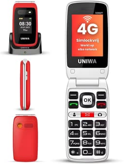 Uniwa V202T Senioren Telefoon 4G Senioren GSM Mobiele Telefoon Klaptelefoon Grote Toetsen SOS Noodknop Simlockvrij Oplaadstation Luid Geluid — thumbnail 1