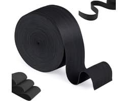 10 Meter Elastische Band voor Naaien - 50 mm Breed, Duurzaam en Vormvast voor Huishoudelijke DIY Projecten en Creatieve Ambachten in Zwart