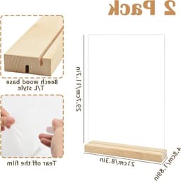 A4 Displaystand van Acrylic met Houten Basis, Verticaal of Schuin, Menuhouder voor Restaurant, Kantoor en Bruiloft — thumbnail 5