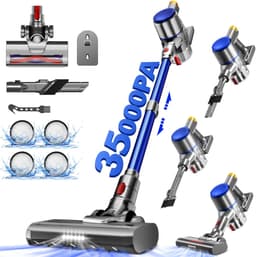 Authmic Steelstofzuiger Draadloos - 35.000Pa Zuigkracht - 6-in-1 Multifunctioneel Ontwerp - 6*2200mAh - 50 Min - GreenEye Technologie - Wandbeugel - Geschikt voor Huisdierharen, Tapijt en Harde Vloeren - Blauw — thumbnail 1