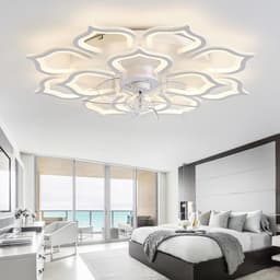 Plafondventilator Met Licht - Kroonluchter Ventilator - Verkoeling en Verlichting - Bloemvormig Design - 65CM - Zwart — thumbnail 1