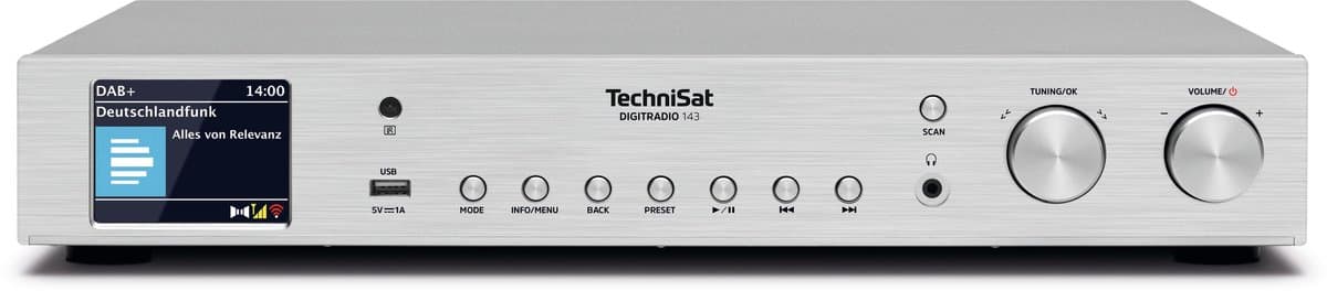 TechniSat DIGITRADIO 143 (V3) - HiFi tuner internetradio (DAB+ digitale radio, Bluetooth audio streaming, Spotify Connect, werpantenne, afstandsbediening, breedte 43,5 cm) — afbeelding 1