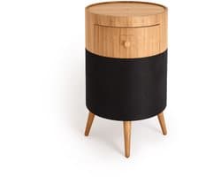 CREAYE - Luidsprekertafel met subwoofer, bluetooth, draadloos opladen en opberglade - SPEAKER TABLE BASS