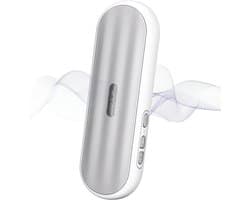 Privé Bluetooth-luidspreker onder het witte kussen: draagbaar slaaphulpmiddel met beengeleiding en ontspannende witte ruis.