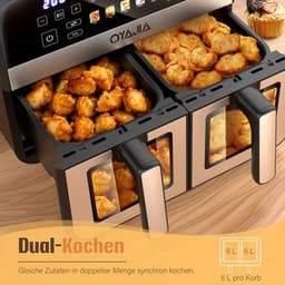 Airfryer – Friteuse – Heteluchtoven – Heteluchtfriteuse – Oven – 10,5L DualZone Met Dubbele Mand – 2600W Vermogen Met Touchscreen Bediening — thumbnail 2