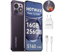 HOTWAV Note 13 Max mobiele telefoon - Smartphone - 256GB - Paars - Met Transparante Hoes - mobiele telefoon zonder abonnement - 2 jaar garantie - 4G Dual SIM