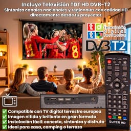 Full HD Beamer - Thuisbioscoop Projector - Films Kijken - Ingebouwde DVB-T2 HD Tuner - Tot 300 inch — thumbnail 2