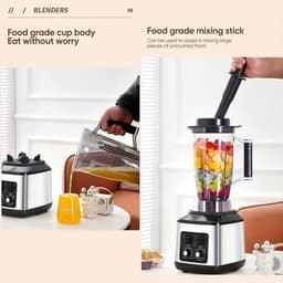 Multifunctionele Keukenmachine – Blender – Food Processor – Sapmaker – IJscrusher – Grote Inhoud 3L+1,5L+0,5L – Krachtige 9500W Motor – Stille Frequentie Technologie — thumbnail 3