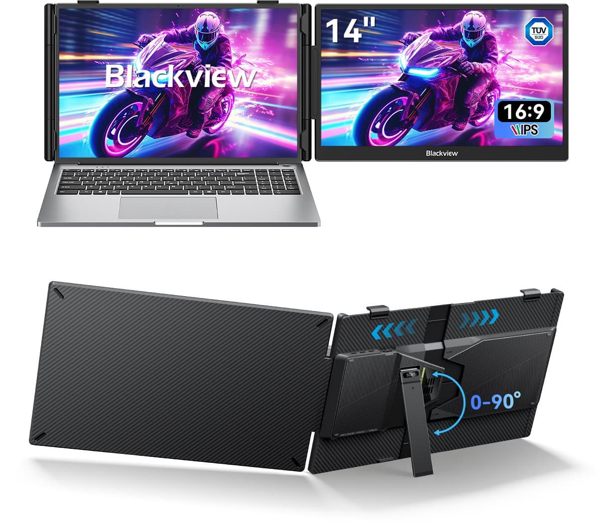 Blackview SCM5 Draagbare Monitor - 14-inch FHD Scherm - Uitbreidingsscherm voor Laptops 13-17,3 inch - Ultradun Ontwerp - 100W PD Snelladen - Plug & Play - Grijs — afbeelding 1