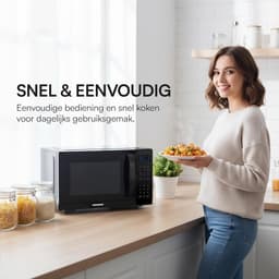 Magnetron met Grill - Oven Apparaat - Snelle Maaltijden - 8 Automatische Programma's - 25 Liter Capaciteit - Zwart — thumbnail 3