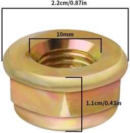 Dailygoods- Moer 20 Stuks - Linkerhand Draad M10x1.25 - Vervangingen - Metaal - Slijtvast - Corrosiebestendig - Afmetingen 22x11 mm - Draadmoer — thumbnail 3