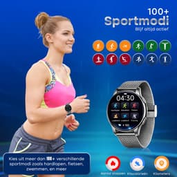 Evy24 Smartwatch Pro 42mm - Smartwatch Dames - Horloge met Belfunctie - Sporthorloge Dames - AMOLED - Bloeddrukmeter - Stappenteller - Android en iOS - Zilver — thumbnail 7
