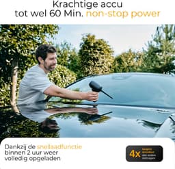 Lautux - Turbotastic Pro 2 - 4 in 1 Wit Handstofzuiger -Auto stofzuiger- 120 W - 18.000 Pa - tot 60 minuten gebruiksduur - HEPA-filter - LED-display - 4 in 1 opzetstukken-Starter Set- (auto, dierenharen, opblazen, leegzuigen/vacuüm) (parelwit) — thumbnail 3