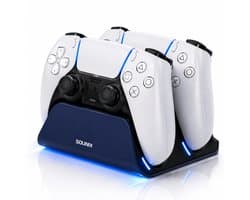 Sounix Oplaadstation geschikt voor PS5 Slim Controller - 2in1 charging station - PS5 accessoires - Blauw