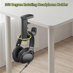 Hoofdtelefoonhouder - Koptelefoonhaak Tafelklem - Bureau Organisatie - 360 Graden Roterend - 5 Stuks - Wit — thumbnail 4