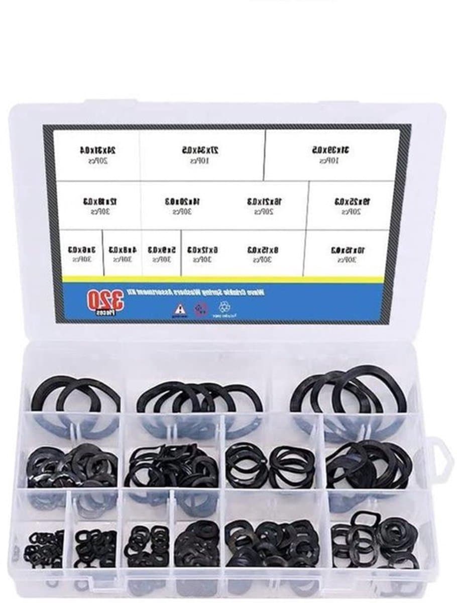 Wasmachines assortiment kit - 640 stks Carbon Steel Golvend Wave Crinkle Spring Washers — afbeelding 1