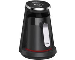 Arzum OKKA New Minio Jet 2 - Turks Koffiezetapparaat - Zwart/Chroom - Dubbelzijdige Koffiepot - 1-4 kopjes - 400W